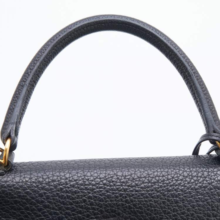 Pre Owned Hermes Black Fjord Leather Gold Finished Kelly Retourne 35 Bag