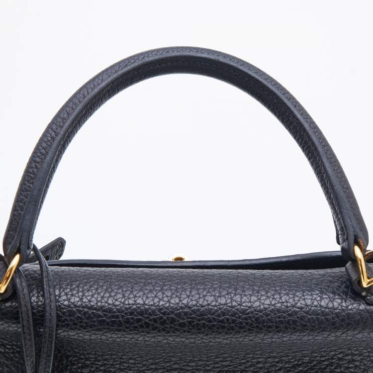Pre Owned Hermes Black Fjord Leather Gold Finished Kelly Retourne 35 Bag