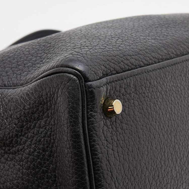 Pre Owned Hermes Black Fjord Leather Gold Finished Kelly Retourne 35 Bag