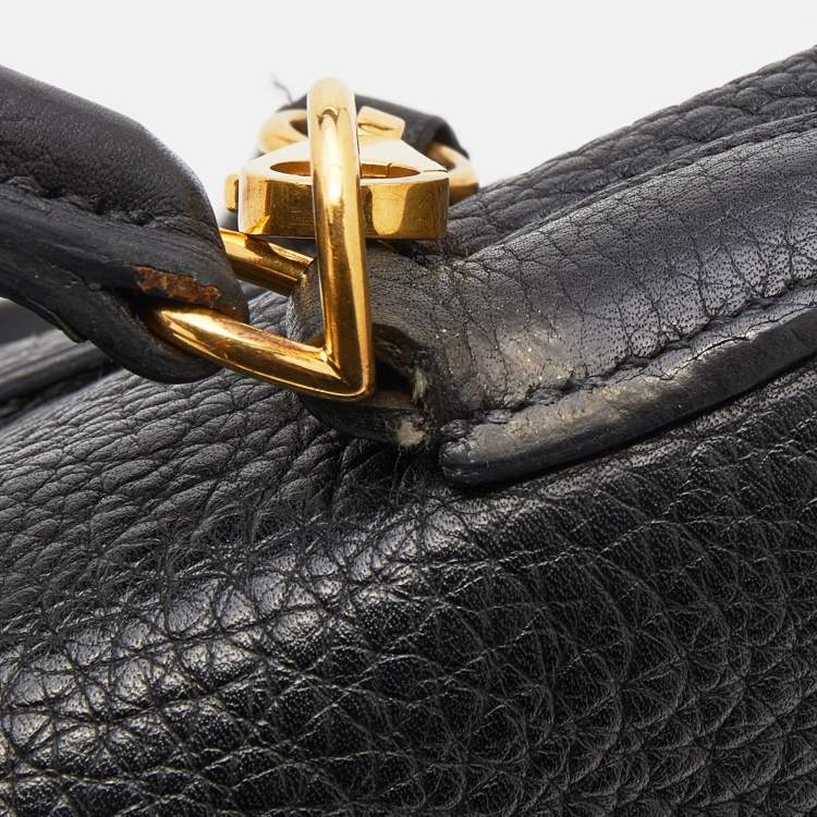 Pre Owned Hermes Black Fjord Leather Gold Finished Kelly Retourne 35 Bag