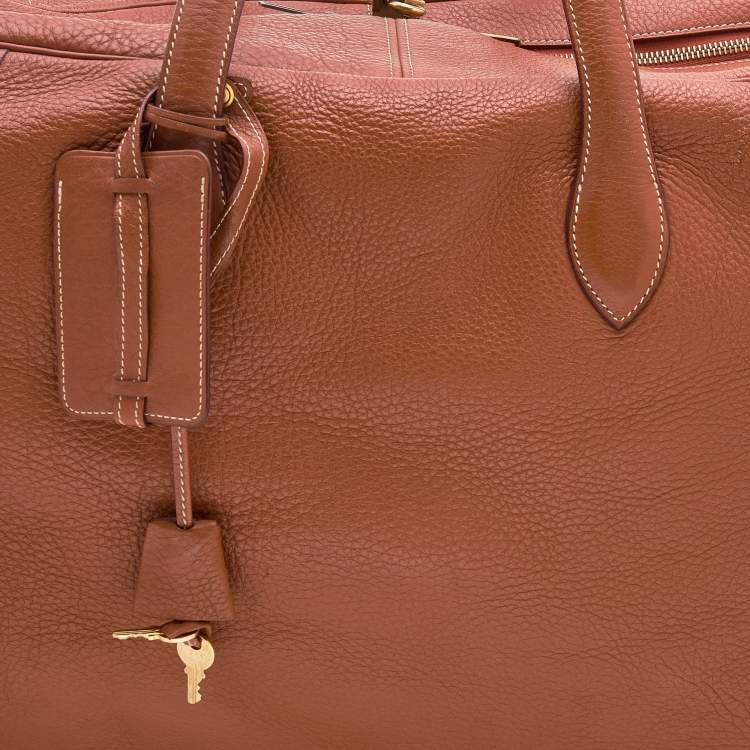 Pre Owned Hermes Fauve Taurillon Clemence Leather Victoria II 50 Bag 
