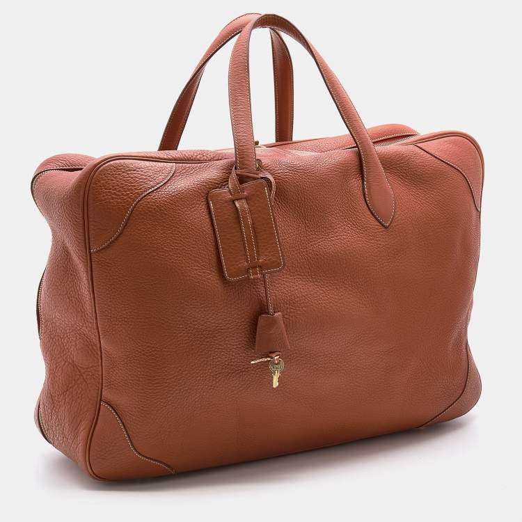 Pre Owned Hermes Fauve Taurillon Clemence Leather Victoria II 50 Bag 