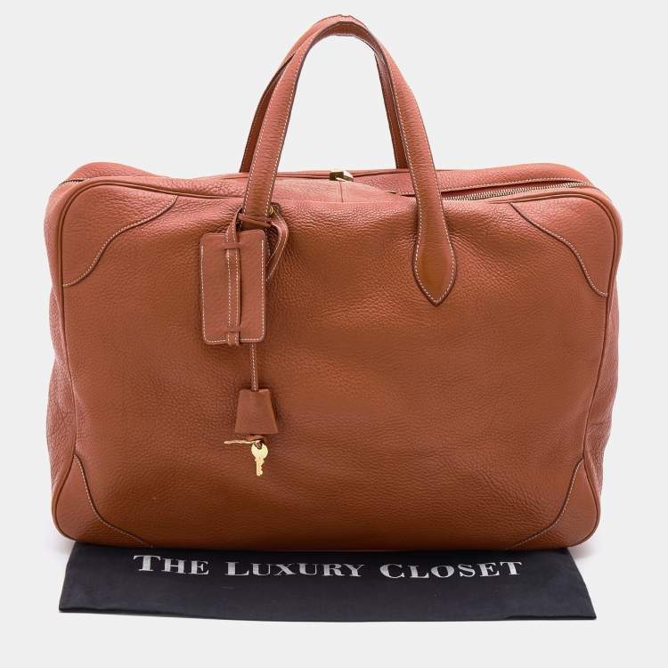 Pre Owned Hermes Fauve Taurillon Clemence Leather Victoria II 50 Bag 