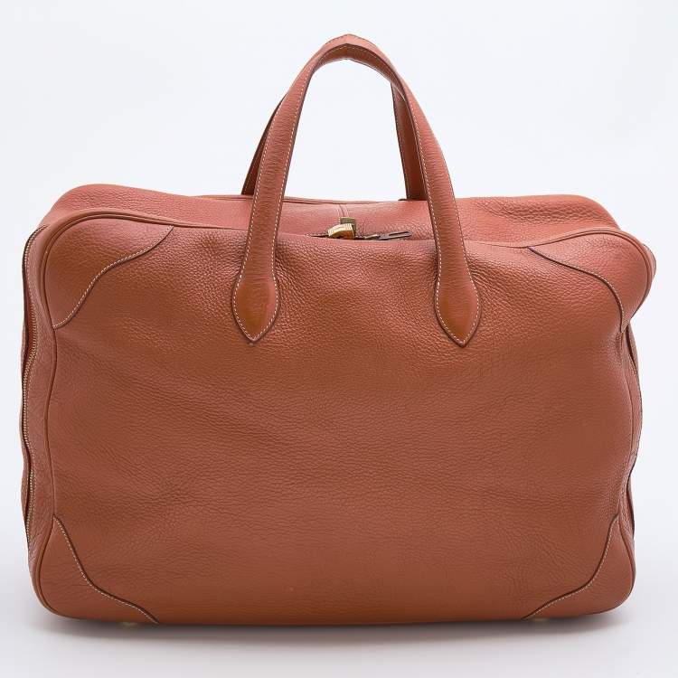 Pre Owned Hermes Fauve Taurillon Clemence Leather Victoria II 50 Bag 
