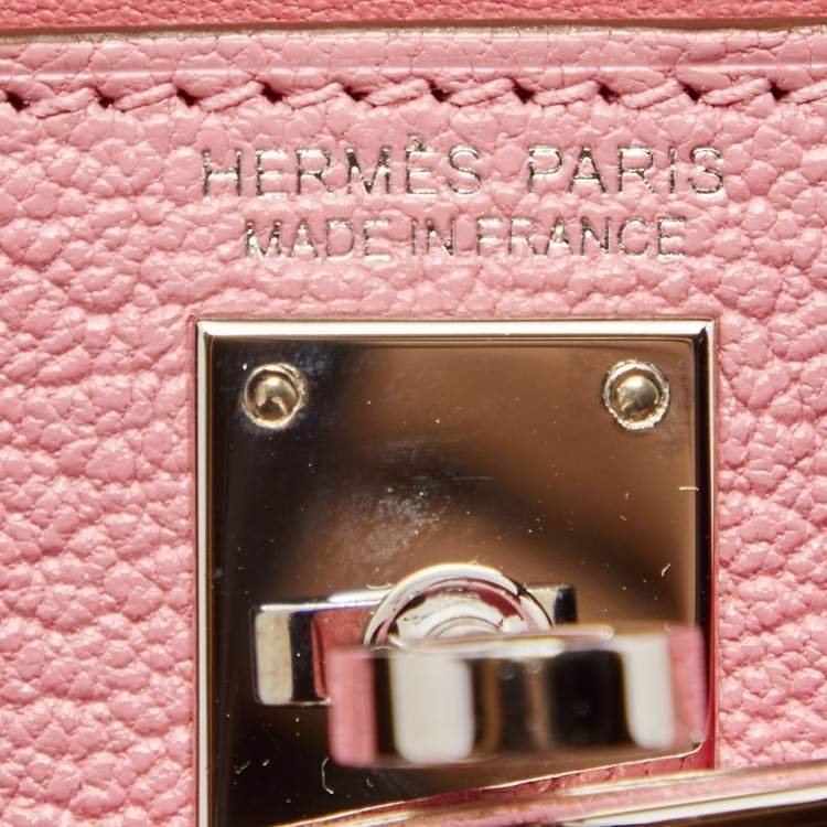 Pre Owned Hermès Rose Confetti Chevre Mysore Leather Palladium Plated Mini Kelly II Sellier 20 Bag