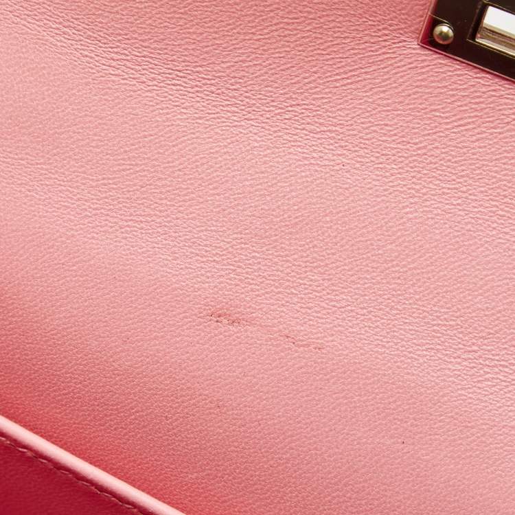 Pre Owned Hermès Rose Confetti Chevre Mysore Leather Palladium Plated Mini Kelly II Sellier 20 Bag