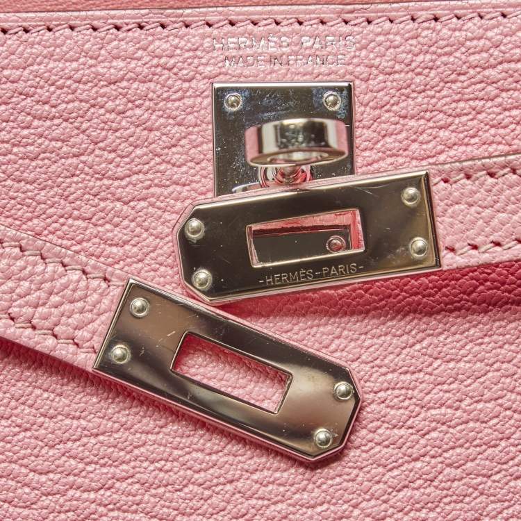 Pre Owned Hermès Rose Confetti Chevre Mysore Leather Palladium Plated Mini Kelly II Sellier 20 Bag