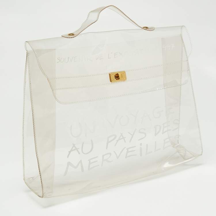 Pre Owned Hermes Transparent Vinyl Souvenir De L'Exposition Kelly 40 Bag