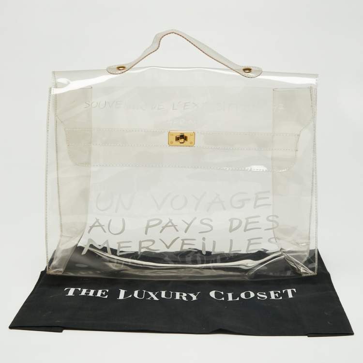 Pre Owned Hermes Transparent Vinyl Souvenir De L'Exposition Kelly 40 Bag