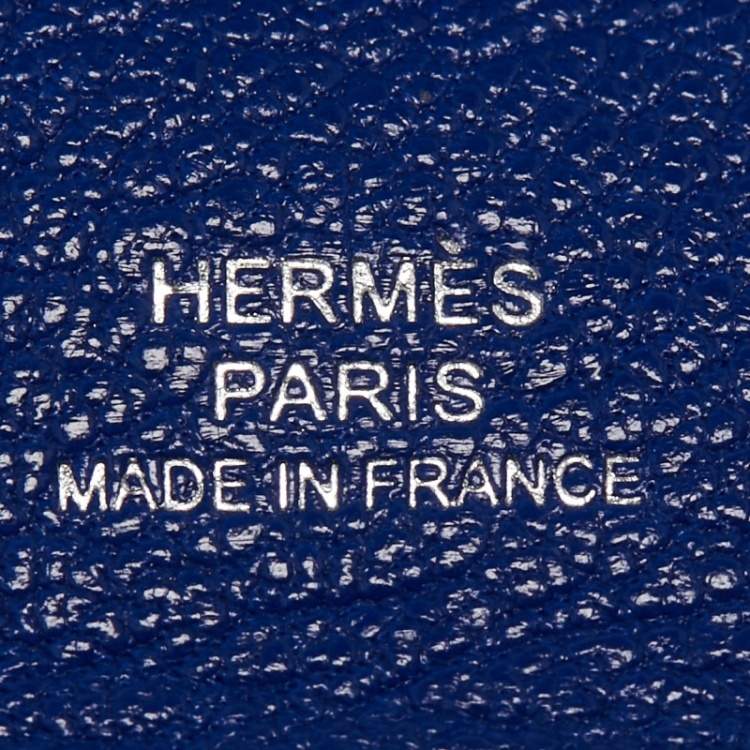 Pre Owned Hermes Bleu Electrique Chevre Mysore Leather Bastia Coin Purse