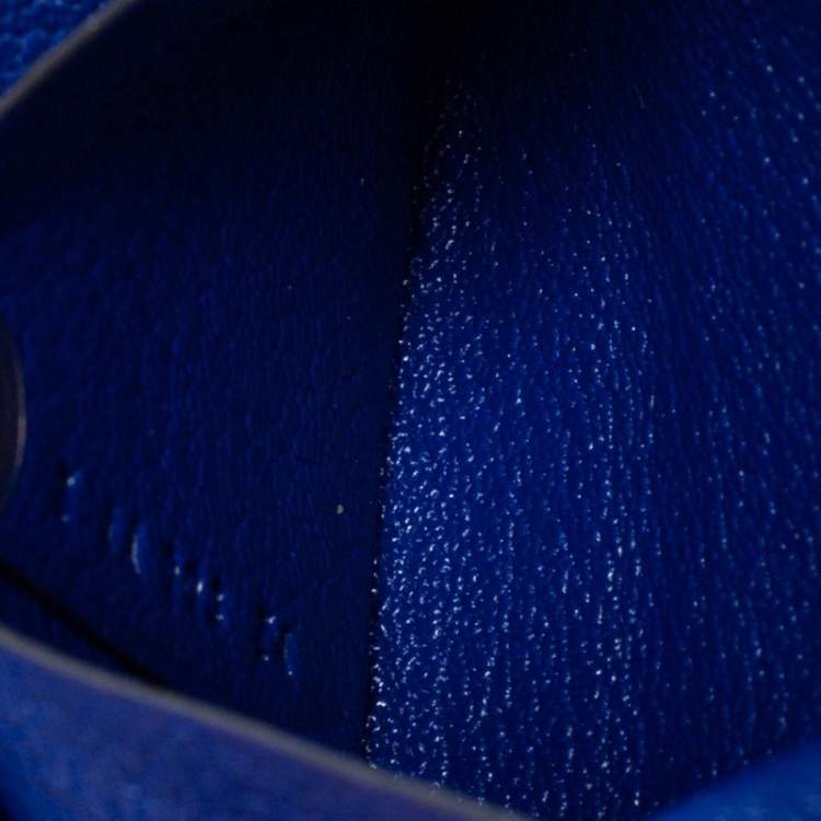 Pre Owned Hermes Bleu Electrique Chevre Mysore Leather Bastia Coin Purse