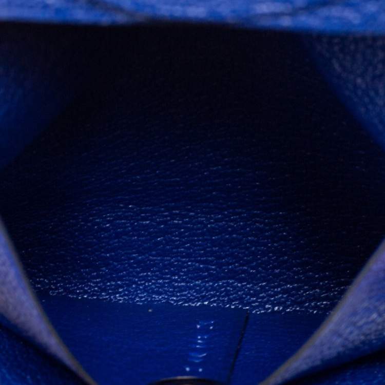 Pre Owned Hermes Bleu Electrique Chevre Mysore Leather Bastia Coin Purse
