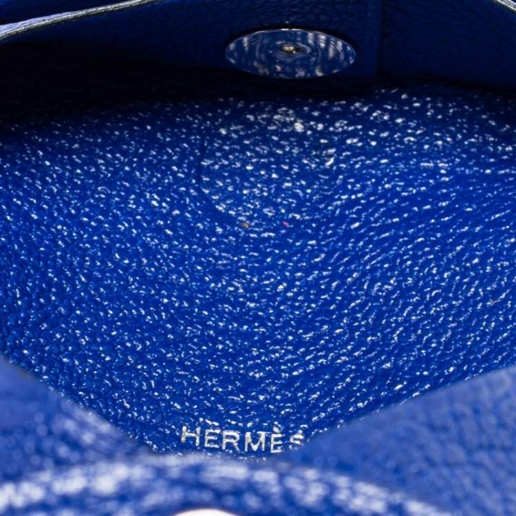 Pre Owned Hermes Bleu Electrique Chevre Mysore Leather Bastia Coin Purse