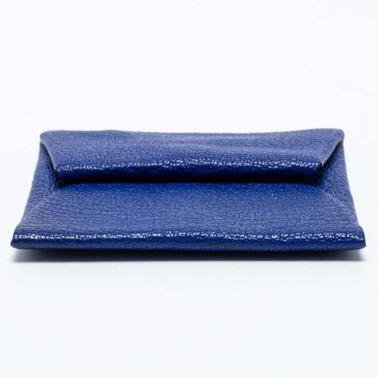 Pre Owned Hermes Bleu Electrique Chevre Mysore Leather Bastia Coin Purse