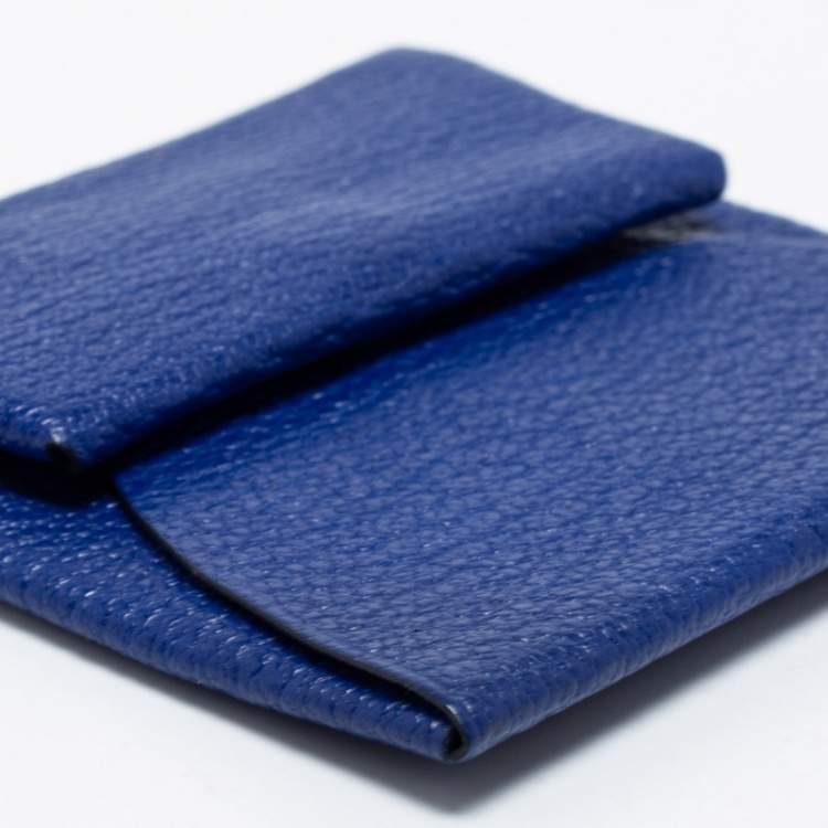 Pre Owned Hermes Bleu Electrique Chevre Mysore Leather Bastia Coin Purse