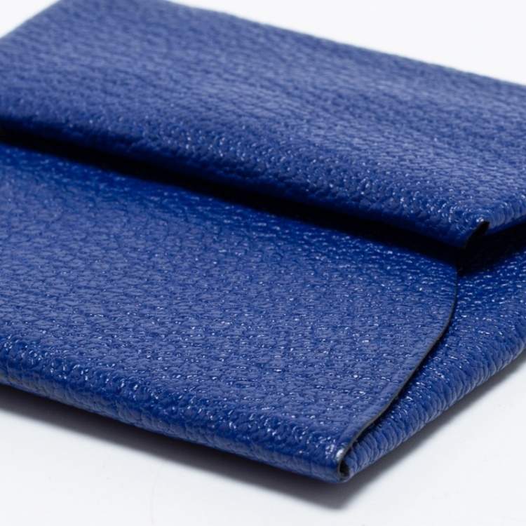 Pre Owned Hermes Bleu Electrique Chevre Mysore Leather Bastia Coin Purse