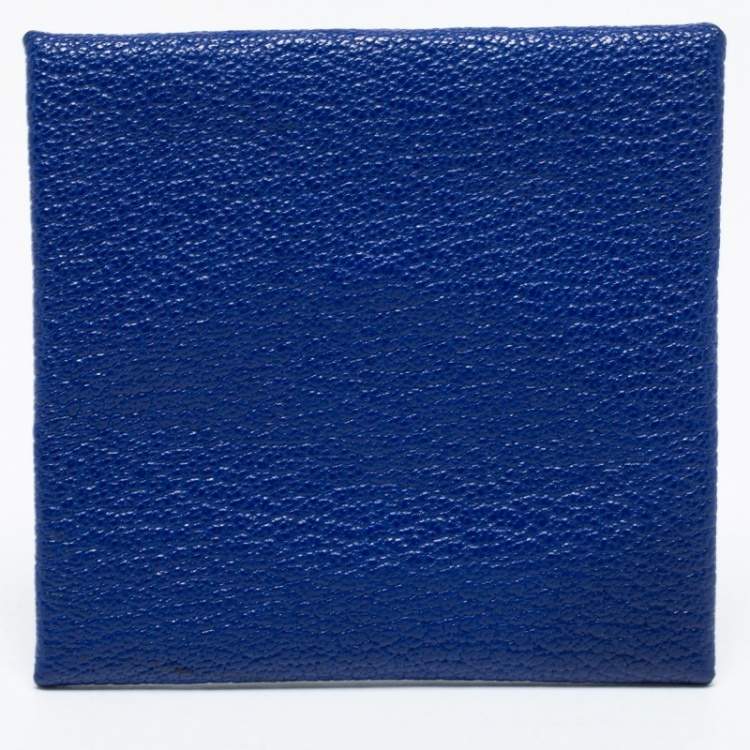 Pre Owned Hermes Bleu Electrique Chevre Mysore Leather Bastia Coin Purse