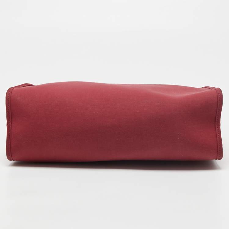 Pre Owned Hermes Ruby/Fauve Canvas and Leather Herbag Zip 31 Bag