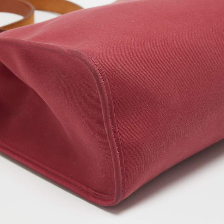 Pre Owned Hermes Ruby/Fauve Canvas and Leather Herbag Zip 31 Bag