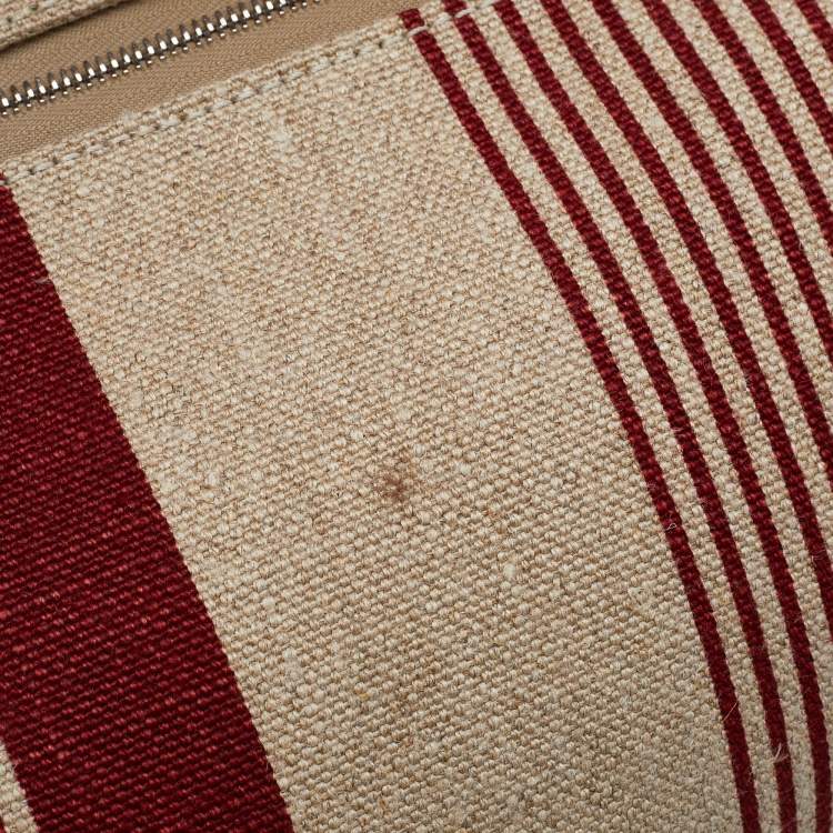 Pre Owned Hermes Beige/Red H Vibration Canvas and Leather Herbag Zip 50 Bag