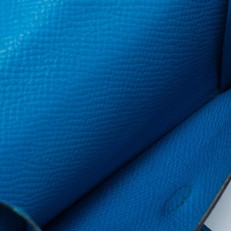 Pre Owned Hermes Bleu Izmir Epsom Leather Mini Bearn Wallet