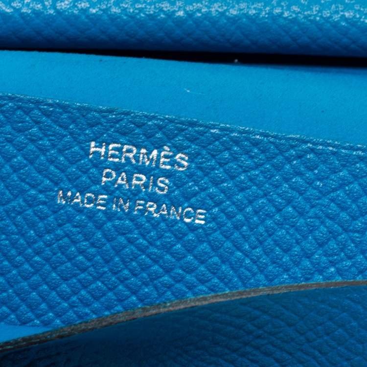 Pre Owned Hermes Bleu Izmir Epsom Leather Mini Bearn Wallet