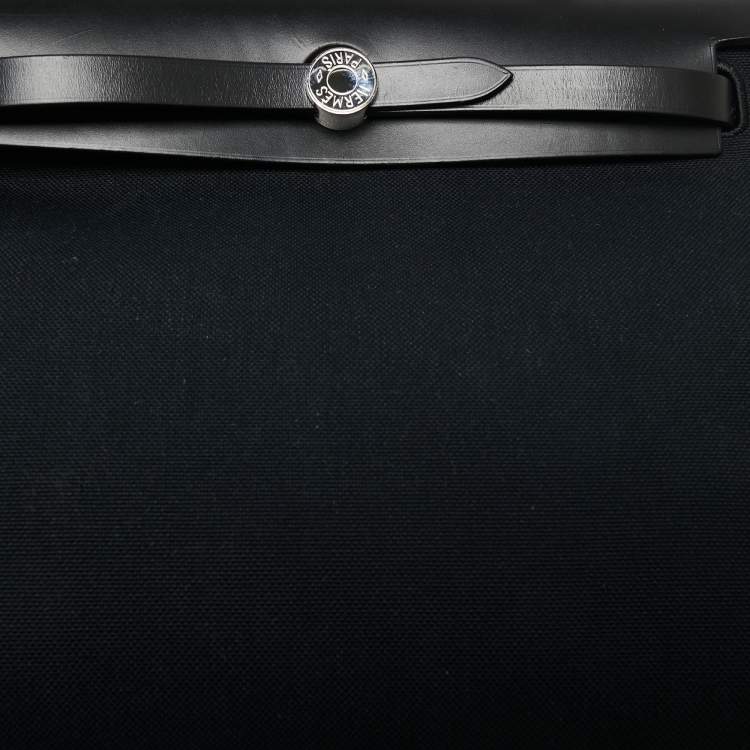 Pre Owned Hermès Black Canvas and Leather Herbag Zip 31 Bag