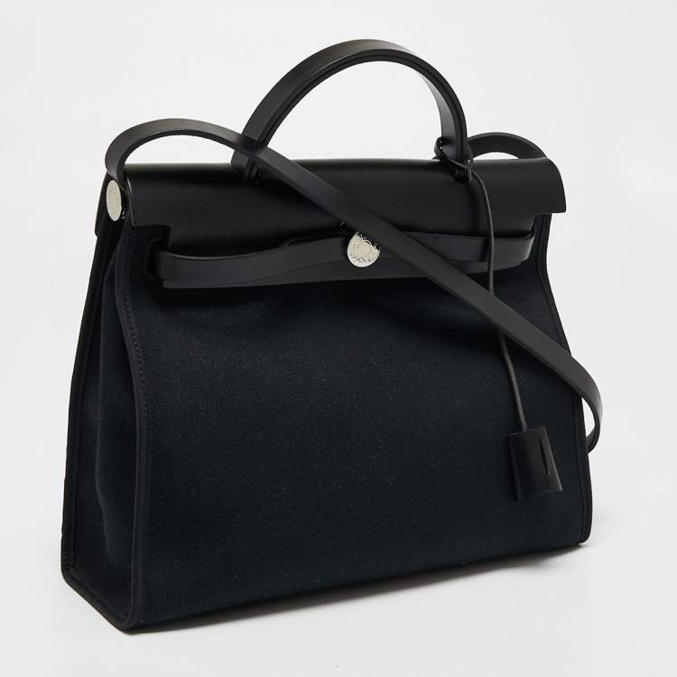 Pre Owned Hermès Black Canvas and Leather Herbag Zip 31 Bag