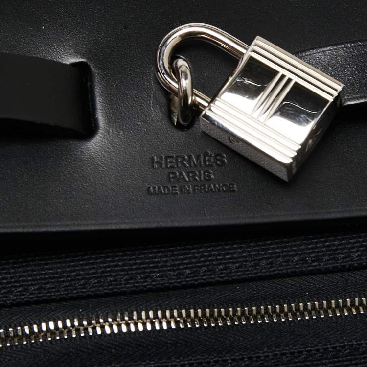 Pre Owned Hermès Black Canvas and Leather Herbag Zip 31 Bag