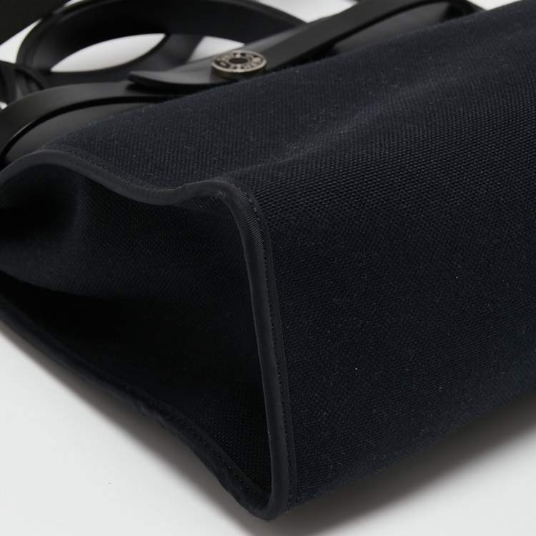 Pre Owned Hermès Black Canvas and Leather Herbag Zip 31 Bag