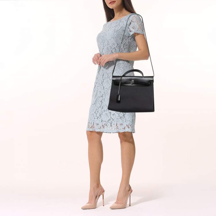 Pre Owned Hermès Black Canvas and Leather Herbag Zip 31 Bag