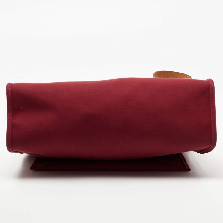 مملوكة مسبقًا Hermes Ruby/Fauve Canvas and Leather Herbag Zip 31 Bag