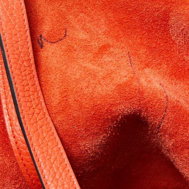 Pre Owned Hermes Orange Poppy/Rouge H Taurillon Clemence Leather Picotin Lock 22 Bag