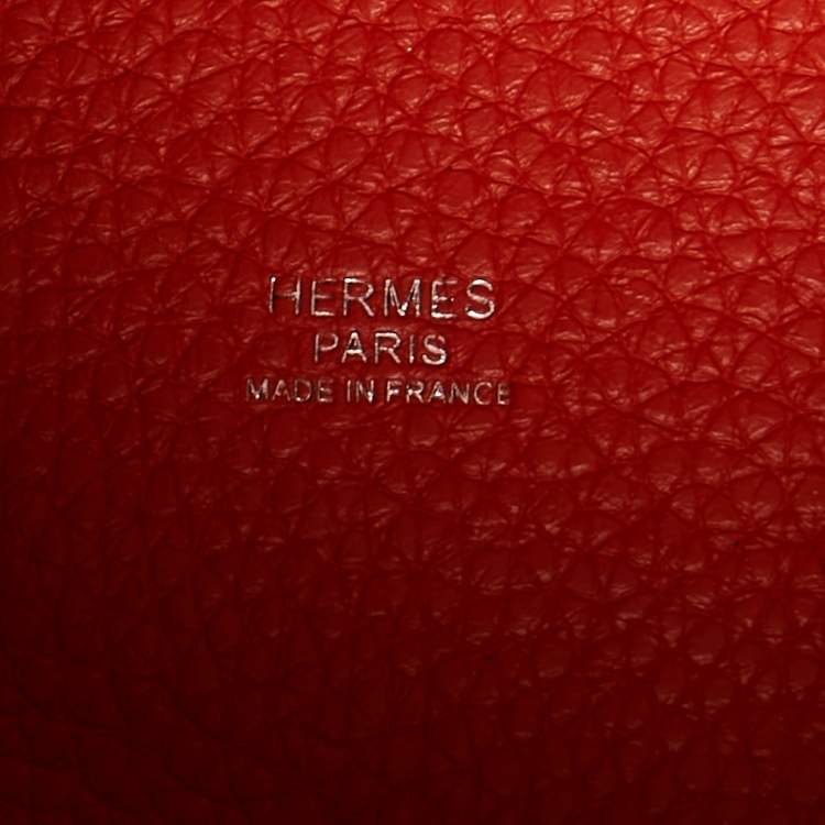 Pre Owned Hermes Orange Poppy/Rouge H Taurillon Clemence Leather Picotin Lock 22 Bag