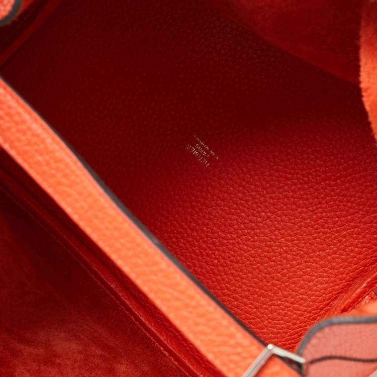 Pre Owned Hermes Orange Poppy/Rouge H Taurillon Clemence Leather Picotin Lock 22 Bag