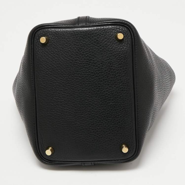 Pre Owned Hermes Noir Taurillon Clemence Leather Picotin Lock 18 Bag