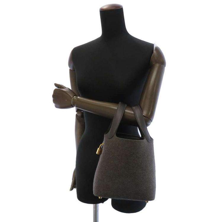 Pre Owned Hermes Evennes Felt Swift Leather Picotin Lock PM Bag