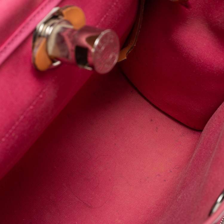 Pre Owned Hermes Rose Lipstick/Natural Canvas and Leather Herbag Zip 31 Bag