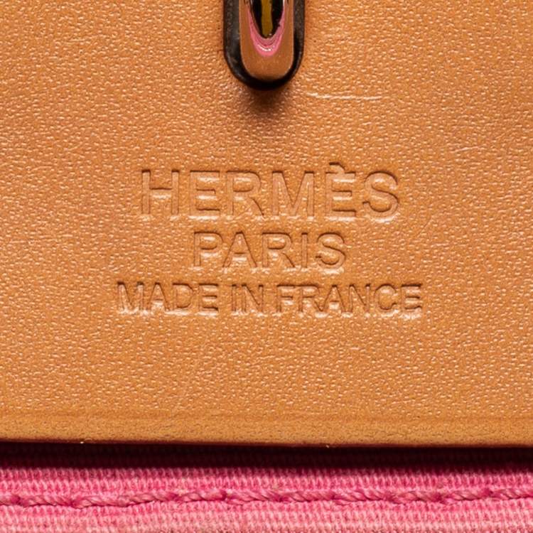 Pre Owned Hermes Rose Lipstick/Natural Canvas and Leather Herbag Zip 31 Bag