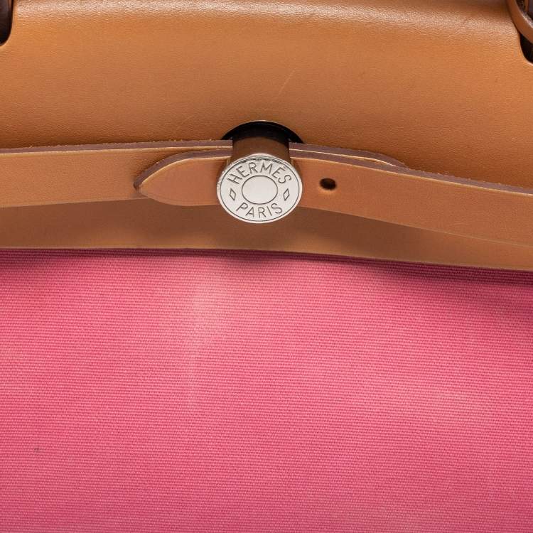 Pre Owned Hermes Rose Lipstick/Natural Canvas and Leather Herbag Zip 31 Bag