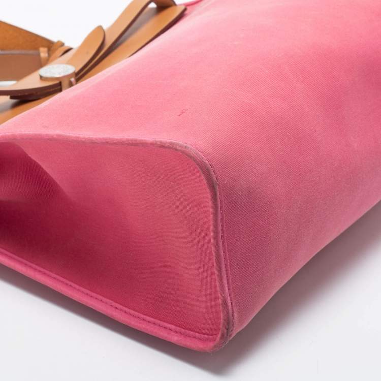 Pre Owned Hermes Rose Lipstick/Natural Canvas and Leather Herbag Zip 31 Bag