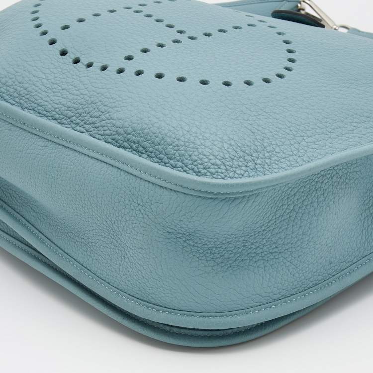 Pre Owned Hermes Ciel Togo Leather Evelyne III PM Bag
