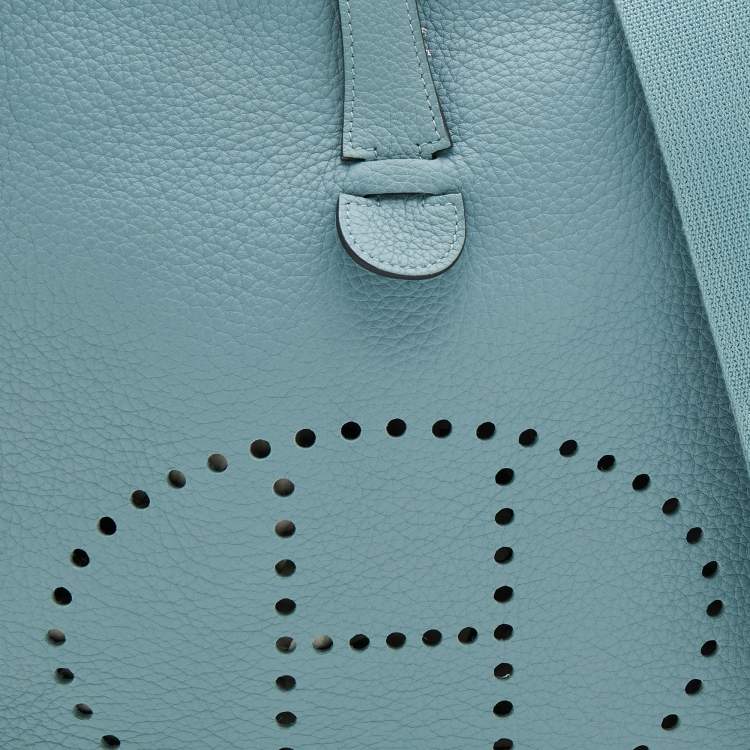 Pre Owned Hermes Ciel Togo Leather Evelyne III PM Bag