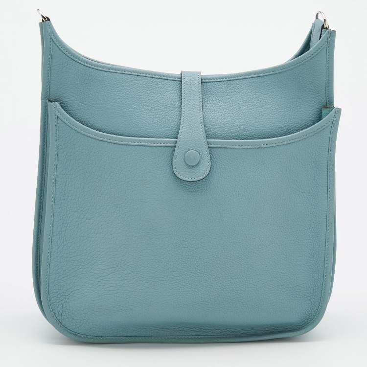 Pre Owned Hermes Ciel Togo Leather Evelyne III PM Bag