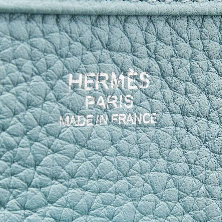 Pre Owned Hermes Ciel Togo Leather Evelyne III PM Bag