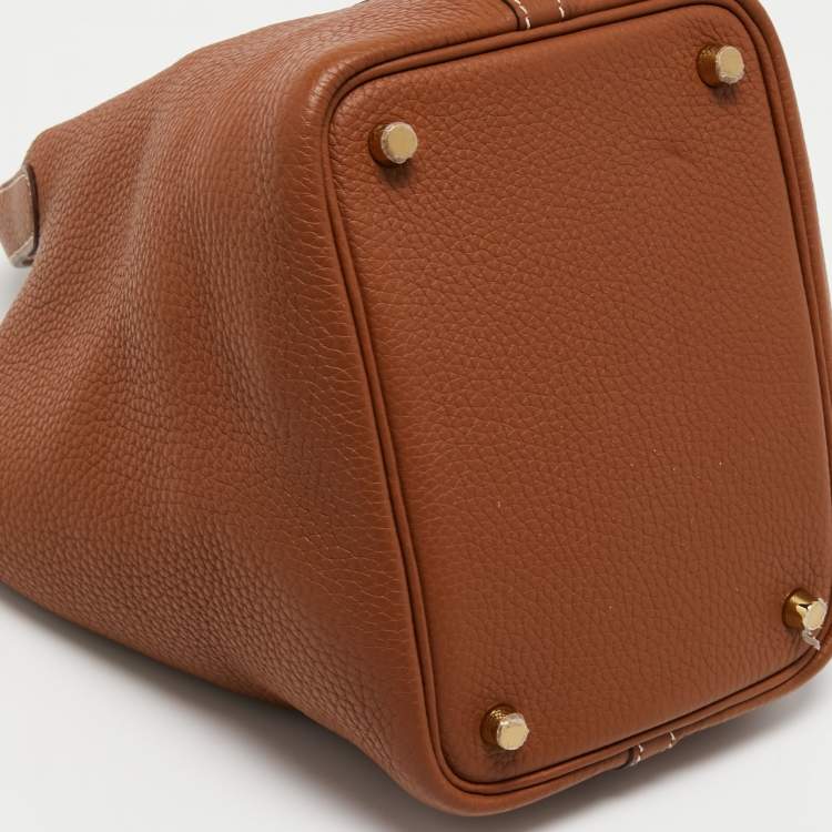 Pre Owned Hermes Gold Taurillon Clemence Leather Picotin Lock 18 Bag