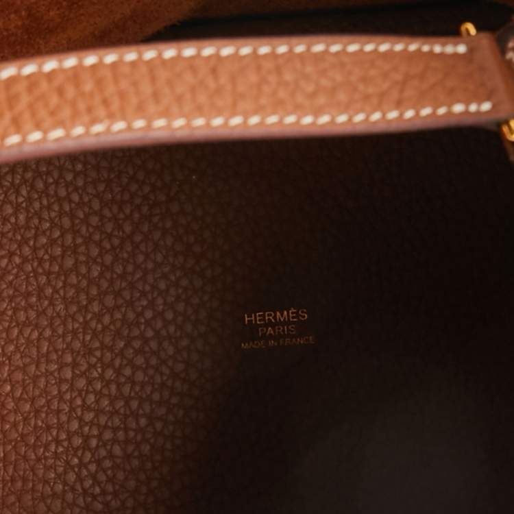 Pre Owned Hermes Gold Taurillon Clemence Leather Picotin Lock 18 Bag