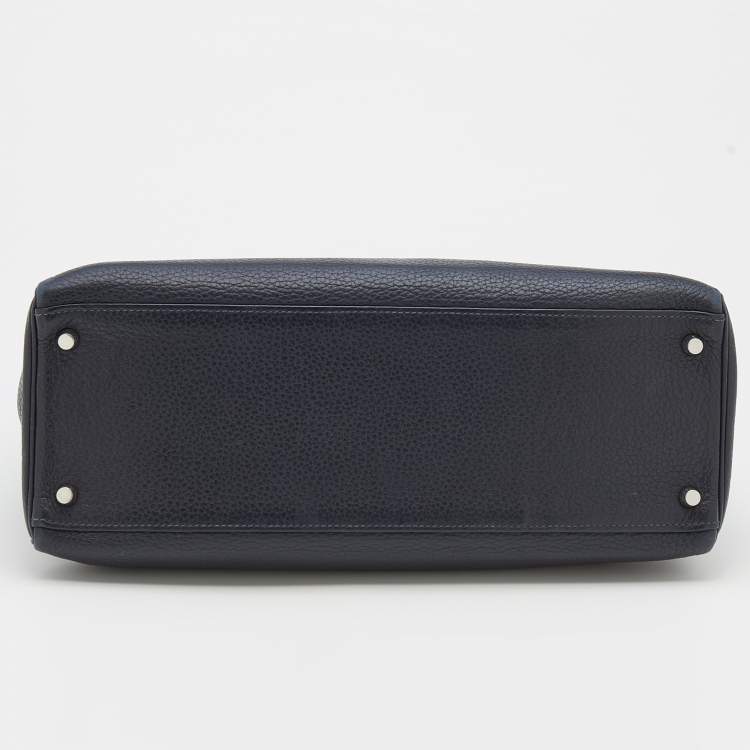 Pre Owned Hermes Bleu Obscur Taurillon Clemence Leather Gold Finish Kelly Retourne 35 Bag