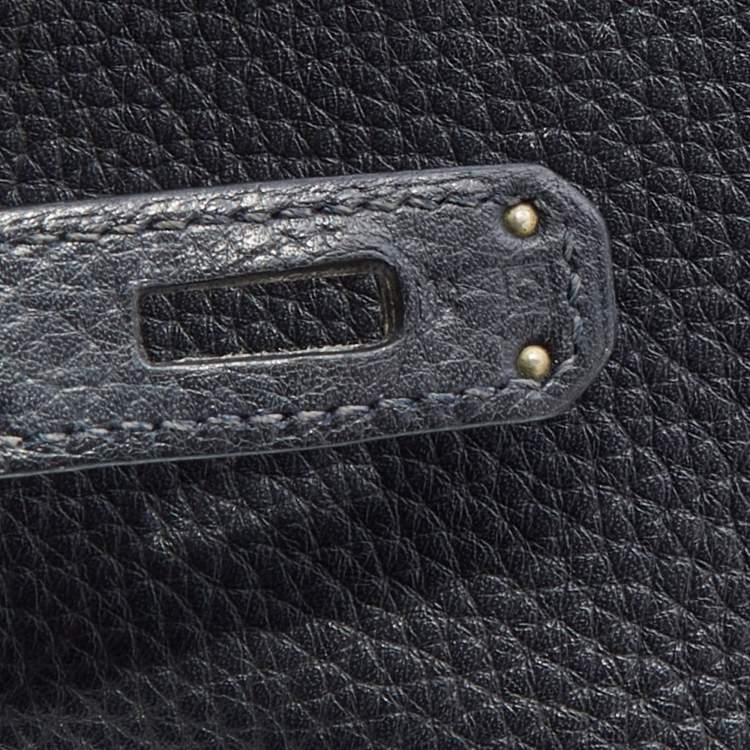 Pre Owned Hermes Bleu Obscur Taurillon Clemence Leather Gold Finish Kelly Retourne 35 Bag