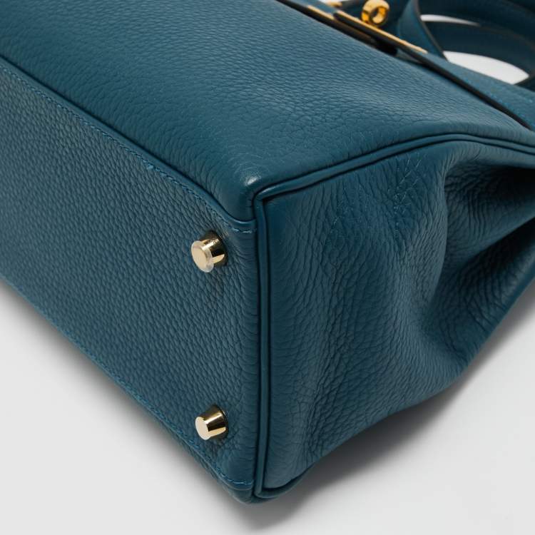 Pre Owned Hermes Colvert Taurillon Clemence Leather Gold Finish Kelly Retourne 28 Bag